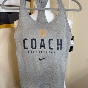 Nike Women's Gray and Orange Tank Top